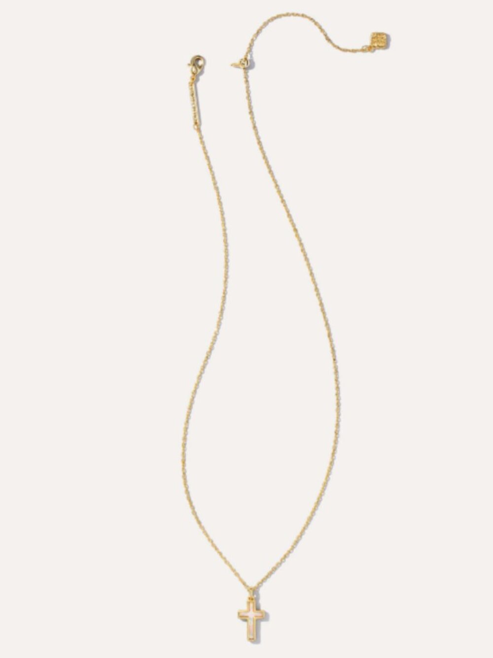 Kendra Scott Cross Gold Pendant Necklace in White Lab Grown Opal - Picture 2 of 4